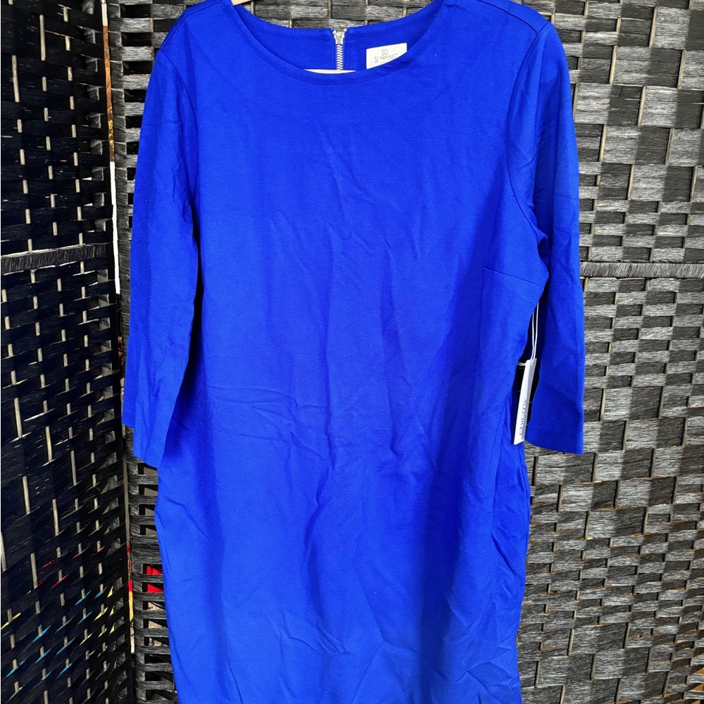Chico's Vibrant Blue Long Sleeve Dress